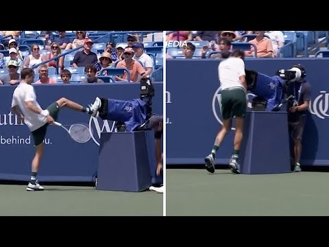 Medvedev kicks TV camera after crashing into it during Southern Open