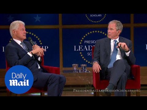 Former Presidents Clinton and Bush talk about arrogance - Daily Mail